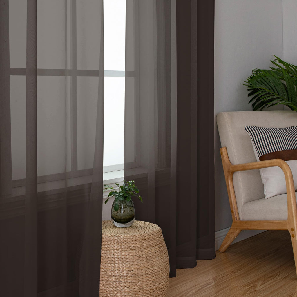 Chocolate Brown Sheer Curtains 72 Inch Length 2 Panels (2 Count)