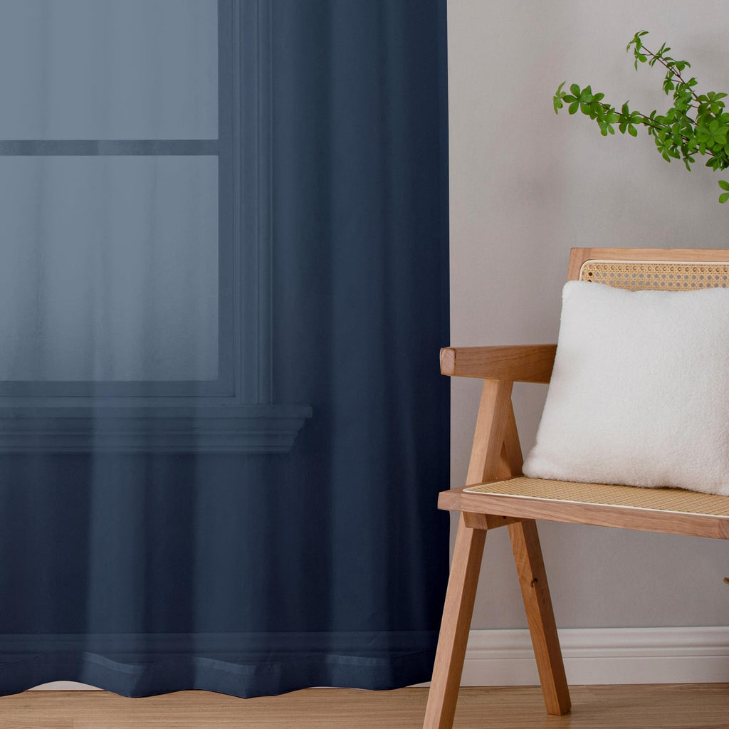 Navy Blue Sheer Curtains 78 Inches Long 2 Panels Set for Living Room (2 Count)
