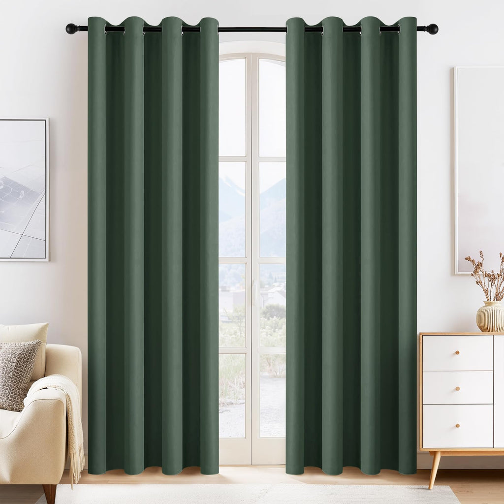 Dark Green Blackout Curtains 80 inch Long 2 Panels Set (2 Count)