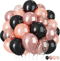 HILAVO Rose Gold and Black Balloons, 12Inch Metallic Rose Gold and Confetti Latex Balloons for Girls Women Birthday Graduation Baby Bridal Shower Party Decorations