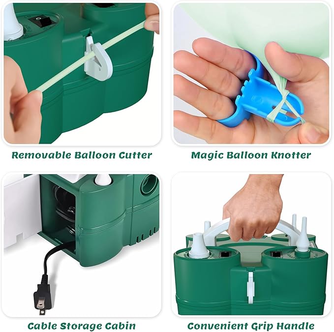 SINBEE Balloon Pump Electric Party Decorations - Electric Balloon Pump for Balloon Arch Kit, Portable Dual Nozzle Balloon Inflator