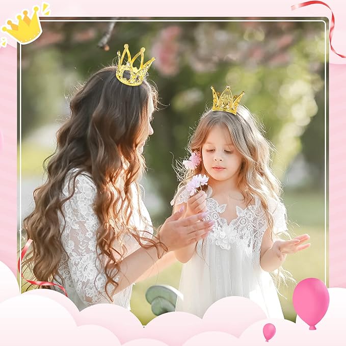 30 Pcs Crowns for Flower Bouquets, Gold Crown Cake Topper, Mini Crown for Flower Bouquet, Pearl Tiara Princess Gold Crown for Wedding Baby Shower Birthday Girl Lady Bridal Party Cake Decor 3 Style