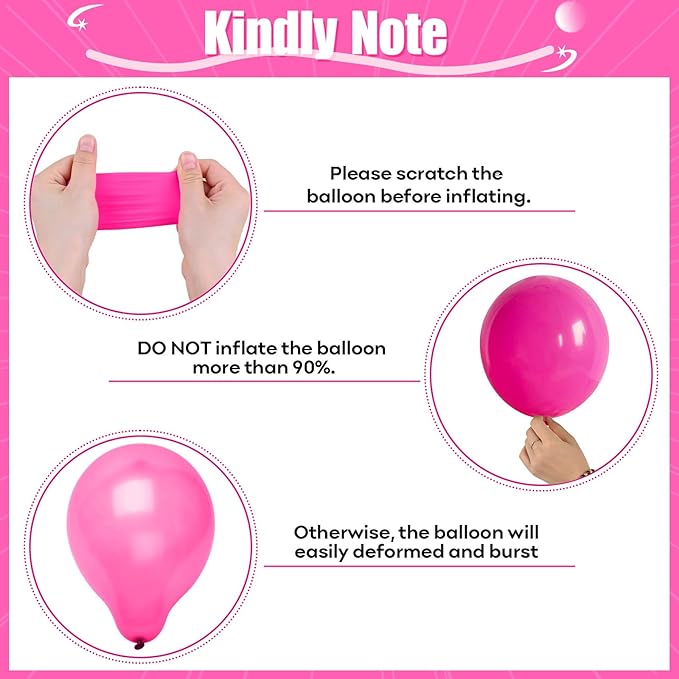 HILAVO Pink Mixed Balloons Set, 12 Inch Hot Pink Pastel Light Baby Pink Metallic Pink Latex Balloons Party Balloons for Women Girls Birthday Baby Shower Princess Anniversary Party Decorations