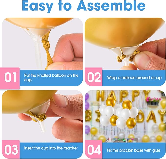 Voircoloria 10 Sets Balloon Stand Kits, Balloon Sticks Holders with Base for Table Graduation Birthday Baby Shower Gender Reveal Party Decorations
