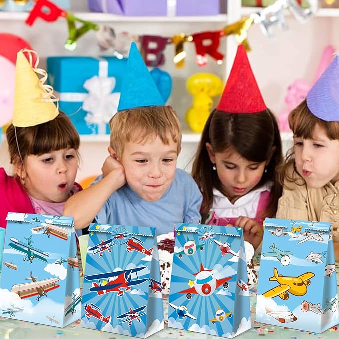 24Pcs Plane Party Bags Airplane Birthday Party Supplies Planes Party Decorations Airplane Gift Bag Airplane First Birthday Decorations