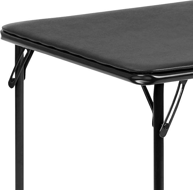 Flash Furniture Mindy Folding Kids Table with Vinyl Padded Top, Children's Square Activity Table for Daycare and Classrooms, Black