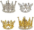 4 Pcs Crown Cake Topper Small Crystal Pearl Tiara Cupcake Toppers for Flower Arrangements Cupcake Queen Birthday Party Wedding Decor