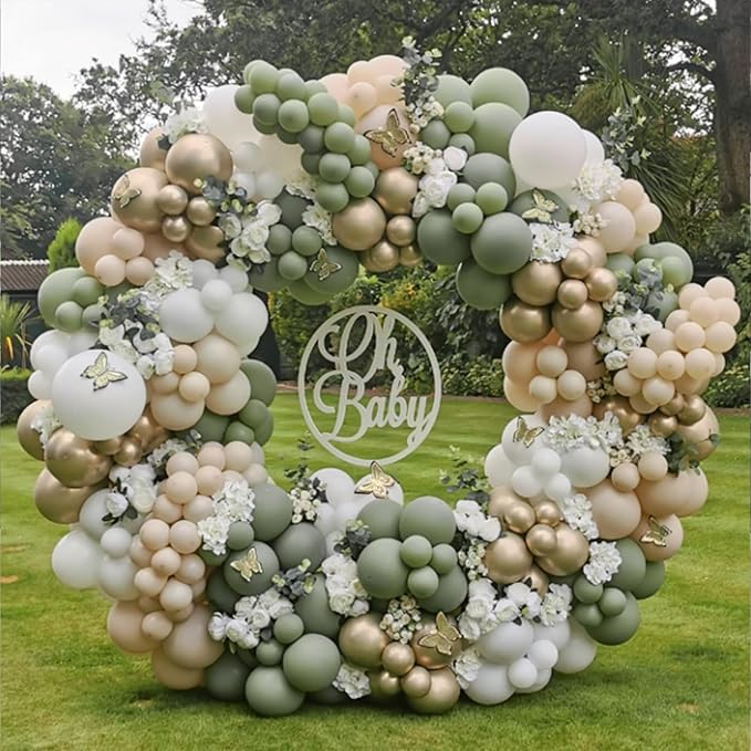 Awenztech 110pcs Sage Green Balloons, 18 12 10 5 inch Sage Green Balloons Different Sizes Balloon Arch Kit for Wedding Engagement Bridal Shower Baby Shower Birthday Party Decorations