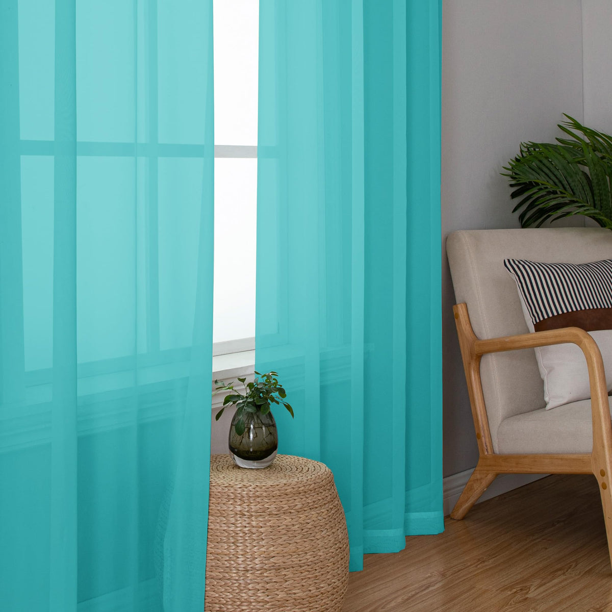 Sheer Curtains 63 Inch Length 2 Panels (2 Count)