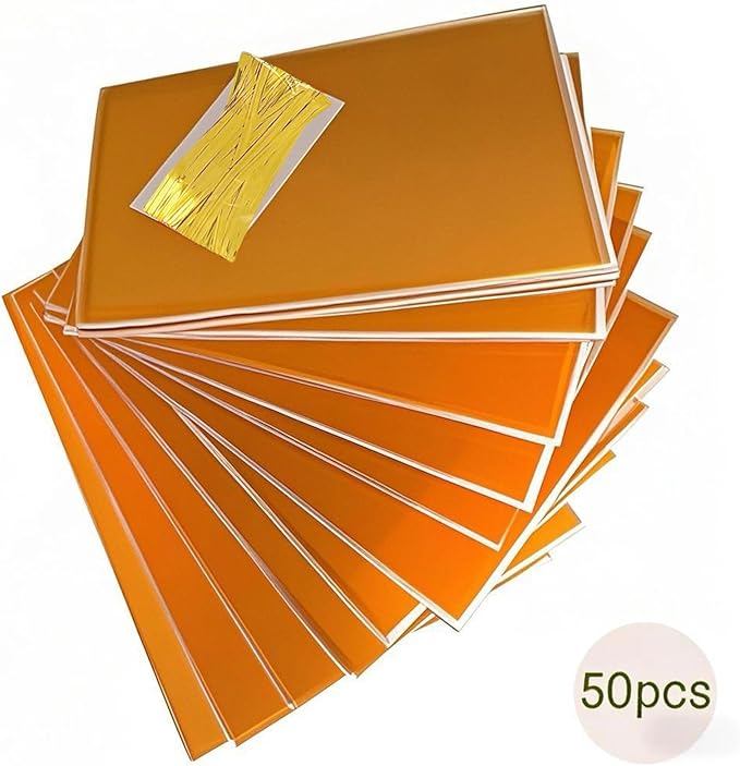 AimtoHome Cellophane Treat Bags Orange, 9x6 inches, 50 Pack with Ties,Small Party Favors bags for Cookie Candy Popcorn