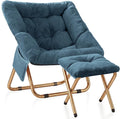 Kasunpul Comfy Saucer Chair, Foldable Living Room Chairs, Soft Faux Fur Lounge Chair for Bedroom, Reading Chairs for Adults, Teens, X-Large (Blue Grey)
