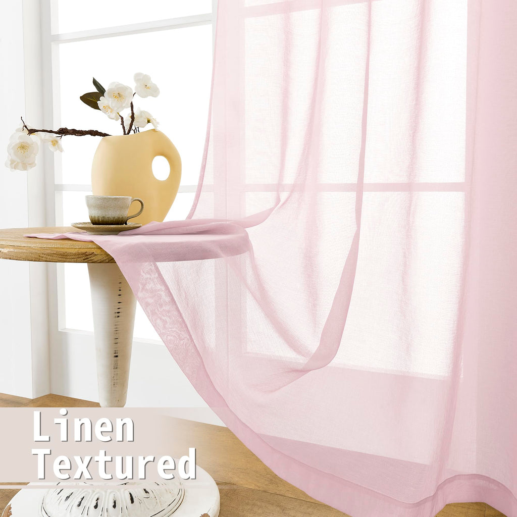 Small Sheer Door Curtain Closet Linen Textured Curtain Sheers Doorway Light Filtering Voile French Door Rod Pocket Curtains Patio Glass Doors
