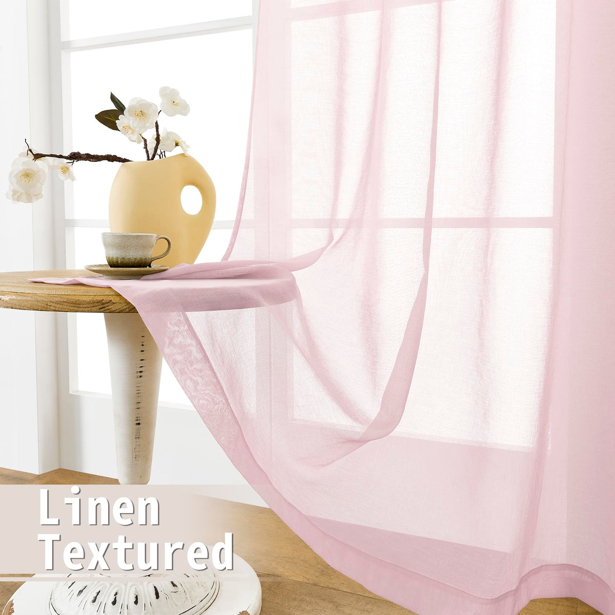 Short Sheer Door Curtain Closet Linen Textured Curtain Sheers Doorway Light Filtering Voile Patio Glass Doors Rod Pocket Curtains French Door