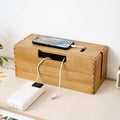 Oak Wood Cable Management Box - Large Cord Hider & Organizer with Magnetic Lid for Desk & Floor Cables in Home Office, Living Room, Bedroom (Natural)