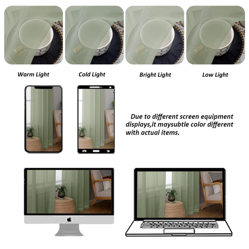 Sage Green Sheer Curtains 90 Inches Long 2 Panels (2 Count)