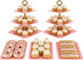 NWK 5 Piece Cake Stand Set with 2 x Large 3-Tier Cupcake Stands, 3 x Appetizer Trays, for Wedding Birthday Baby Shower Tea Party Decorations (Pink)