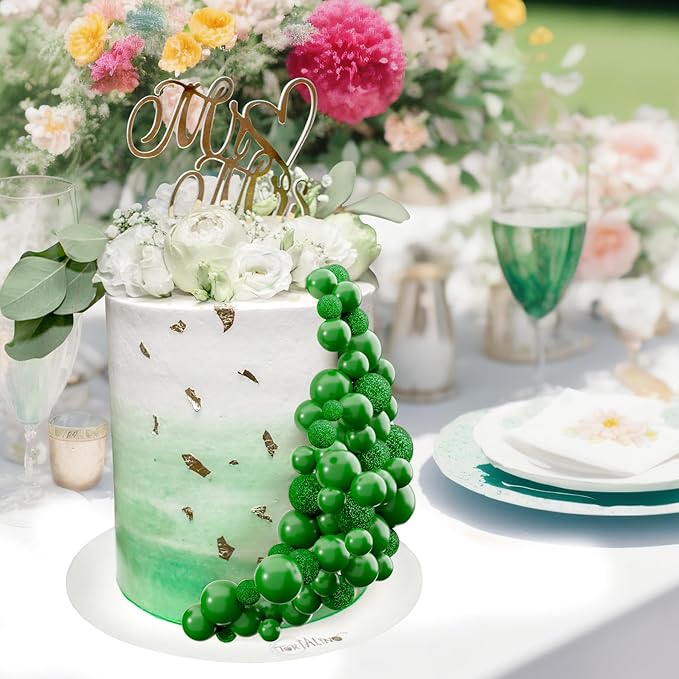 60Pcs Glitter Cake Balls Decorations Foam Cake Topper Balls Mini Balloon Cupcake Toppers for Cake Decorating Birthday Baby Shower Party (Glitter Green)