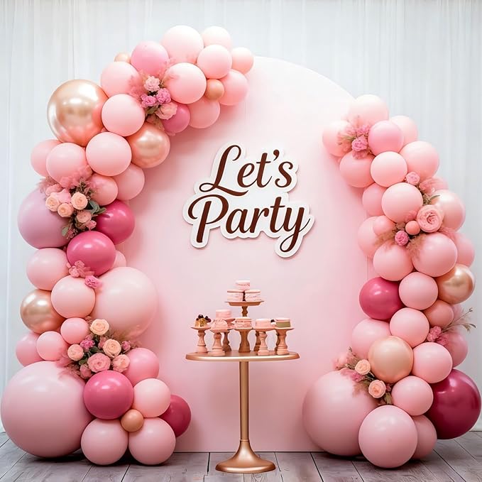 Valentines Day Decorations 155Pcs Rose Red Macaroon Pink Metallic Chrome Gold Latex Balloon Garland Arch Kit for Birthday Anniversary Wedding Romantic Bridal Shower Galentines Day Decor