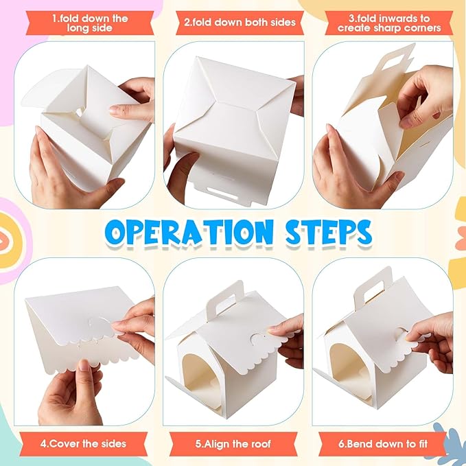 ShinyRelief 36 Pcs Dog Party Favors Boxes Dog House Shaped Treat Gift Boxes with Holes Foldable with Handle for Adopt a Puppy Party Favors Kid DIY Crafting Birthday (House Style)