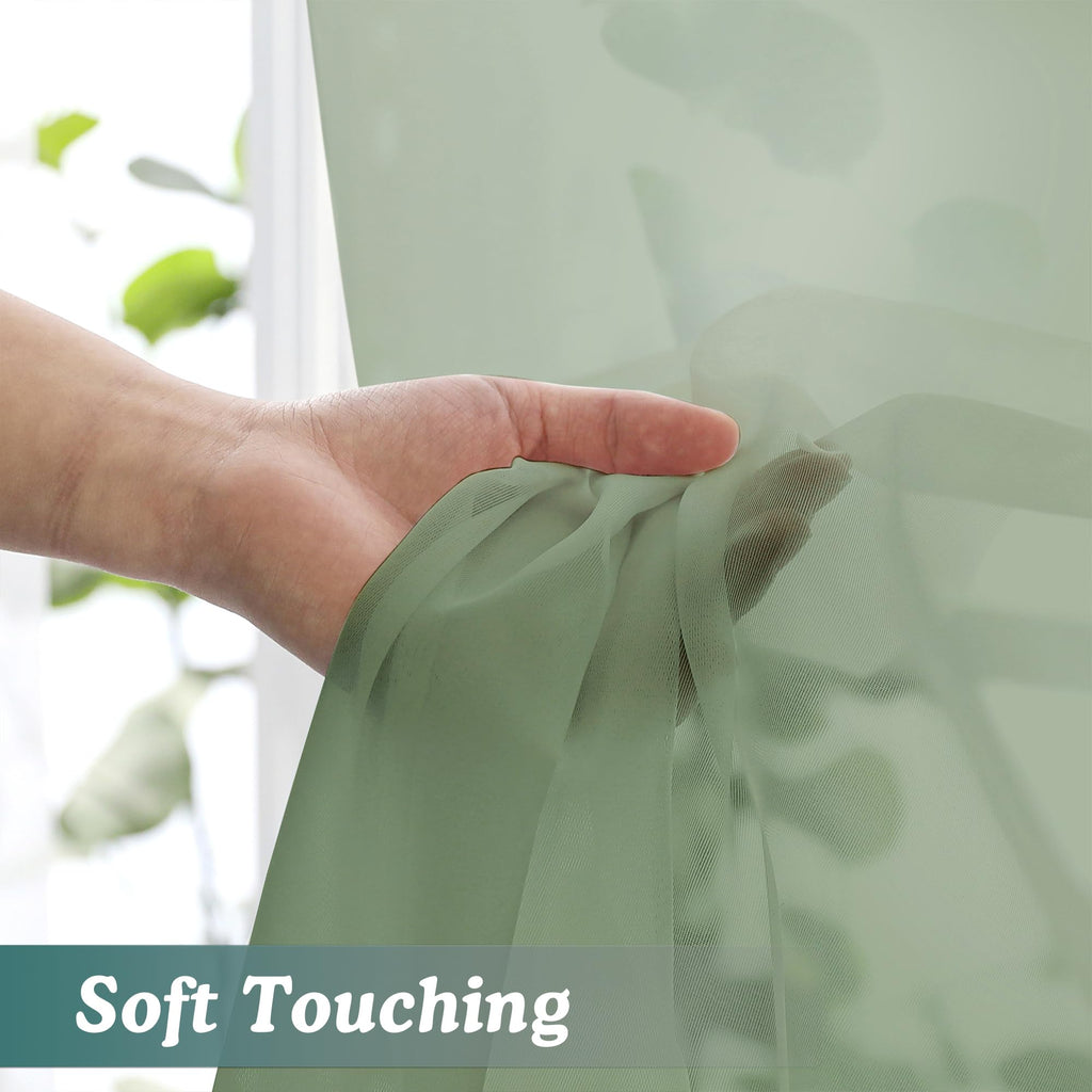 Sage Green Sheer Curtains 90 Inches Long 2 Panels (2 Count)