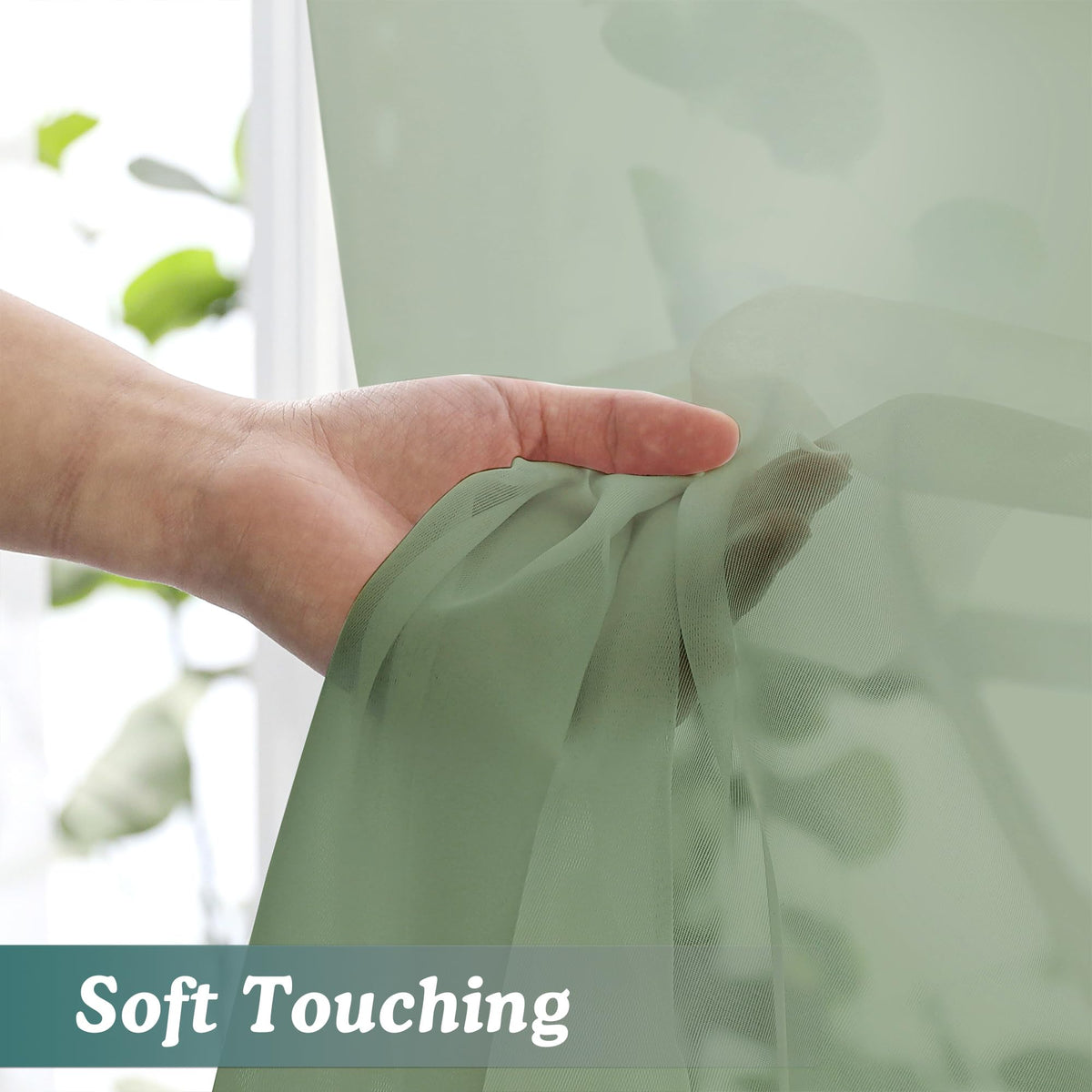 Sage Green Sheer Curtains 90 Inches Long 2 Panels (2 Count)