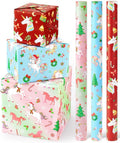 WERNNSAI Christmas Wrapping Paper - 3 Rolls 17” x 120” Christmas Unicorn Wrapping Paper Rolls Christmas Gift Wrap Paper Girls Birthday Wrapping Paper Holiday Wrapping Paper Unicorn Gift Wrap Paper
