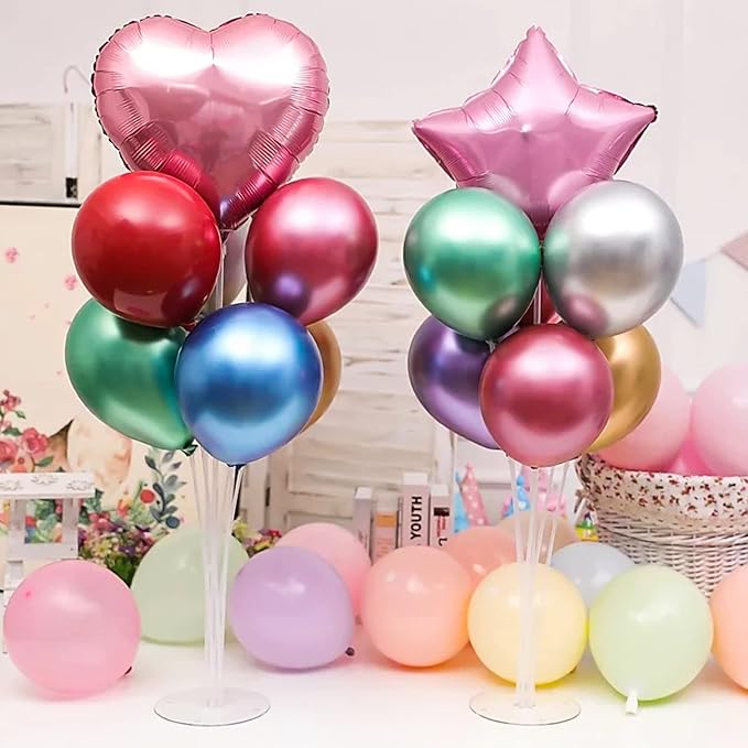 Voircoloria 6 Sets Balloon Stand Kits, Balloon Sticks Holders with Base for Table Graduation Birthday Baby Shower Gender Reveal Party Decorations