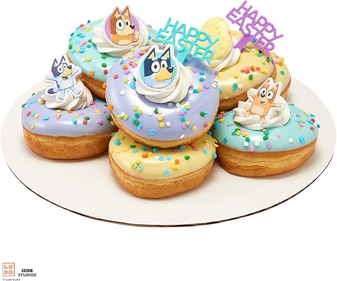 DecoPac Bluey So Much Fun Rings, 24 Cupcake Decorations Featuring Bluey, Bingo, Bandit, and Chilli, 3D Food Safe Cake Toppers – 24 Pack
