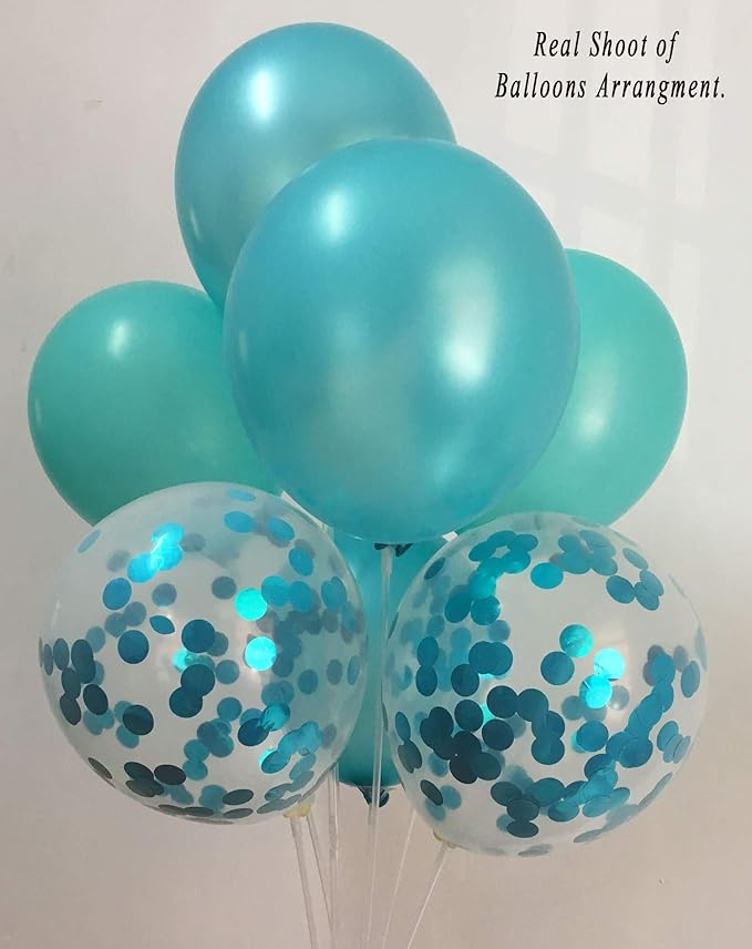 Turquoise Balloons Metallic Confetti Teal Balloons for Engagement Bachelorette party decorations Supplies(Turquoise Teal Confetti)