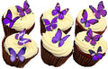 Edible Purple Butterfly 56x Cake Cupcake Topper Edible Wafer Paper Butterflies Idea Decoration Wedding Party Birthday Baby Shower (White 56pcs) (Purple 48pcs)