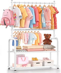 Kids Clothing Rack with 2-Layer Storage Shelf and 2 Adjustable Hanging Rods, Dress Up Rack for Hanging Clothes,Dress up Storage for Baby Toddle Kids(Classic, White)