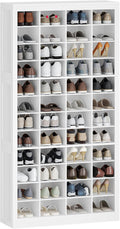 Hzuaneri Shoe Storage Cabinet, 48 Pairs Free Standing Closet Organizer, 9 inch Widened Cell Wood Shoe Organizer, 12 Tiers Vertical Space Saving Shoe Rack for Entryway, Cloakroom, White SR39603X
