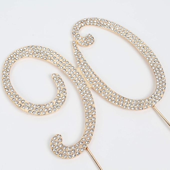 Bling Crystal Rhinestone 90 Birthday Cake Topper - Best Keepsake | 90th Party Decorations Gold