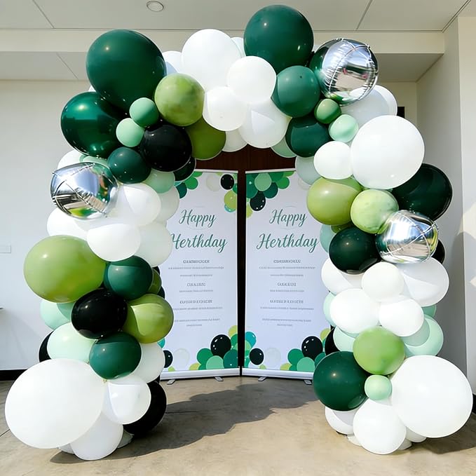 Dark Green Balloons 125 PCS Different Sizes 18 12 10 5 Inch Emerald Hunter Forest Green Balloon Arch Kit for Birthday Baby Shower Christmas Graduation Dinosaur Jungle Theme Party Decorations