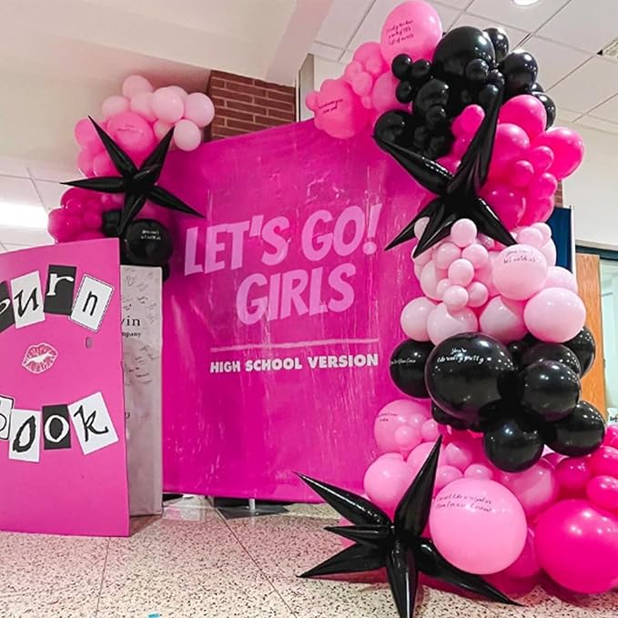 Awenztech 120pcs Hot Pink Balloon Arch Kit, 18 12 10 5 inch Hot Pink Latex Balloons Different Sizes Balloon Garland for Engagement Bridal Bachelorette Tropical Birthday Party Decorations