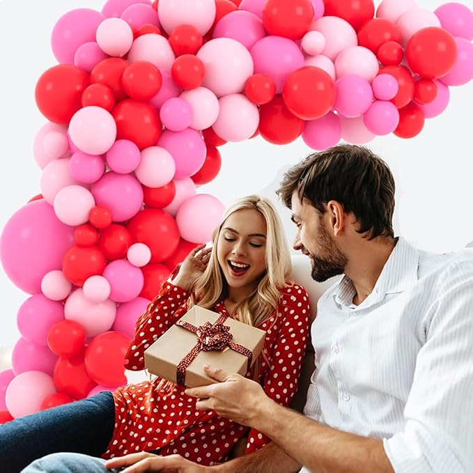 Red, Light Pink, Rose Red Balloon Arch Garland - Matte Red Pink Balloons Strawberry Party Decorations for Strawberry Birthday Wedding Mother's Day Party Decorations