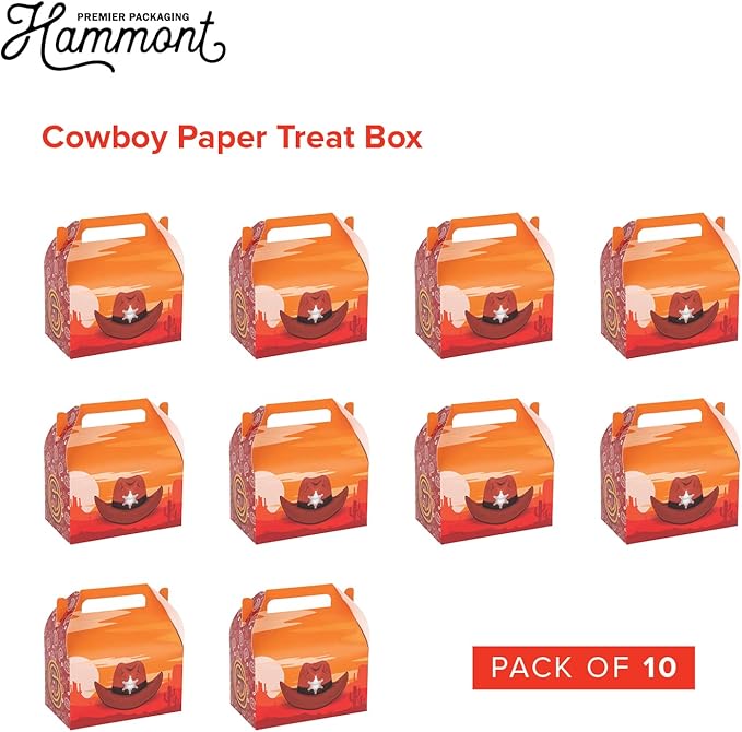 First Rodeo Birthday Party Supplies - 10 Pack Western Party Decorations Cowboy Goodie Boxes - Rodeo & Cowboy Favor Bags, Baby Shower Favors, Kids Birthday, Country Girl Party Décor - 6.25"x3.75"x3.5"