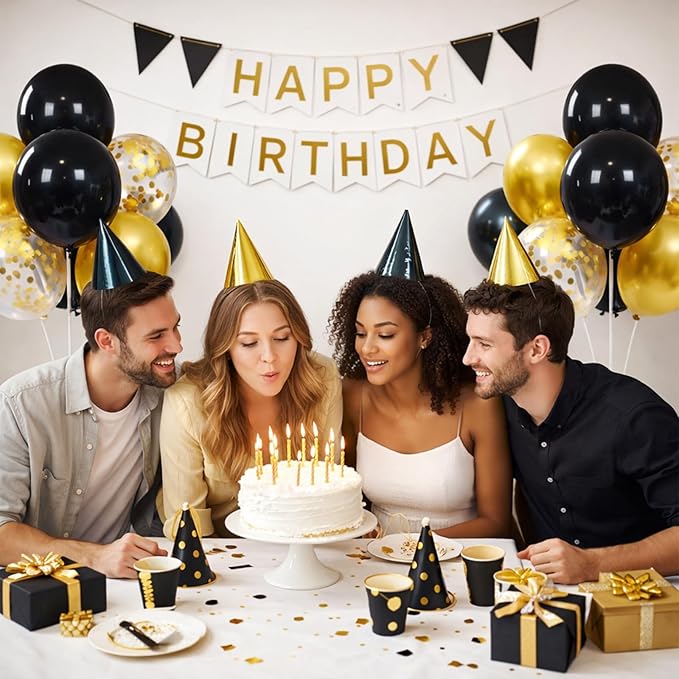 4 Sets Balloon Stand Kits, Balloon Sticks Holder with Base for Table Black Gold Party Decorations for Men's Women's Birthday Wedding Graduation Party Retirement Baby Shower Graduation Decorations 2026