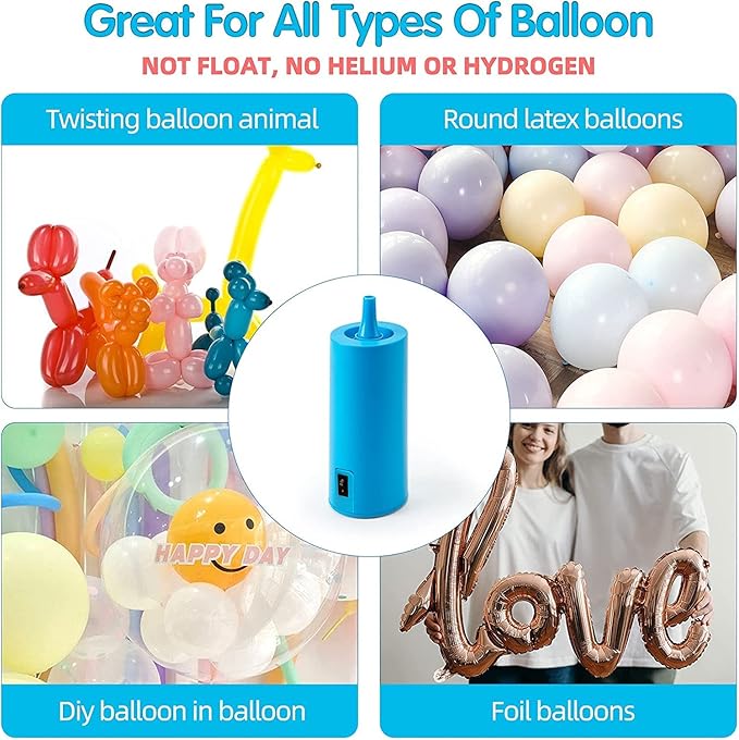 Electric Balloon Air Pump - Portable Inflato Blower for All 260 Balloons, Great for Long Animal Balloon Foil Balloons Inflator Pump for Event & Party Decoration(Sky Blue)