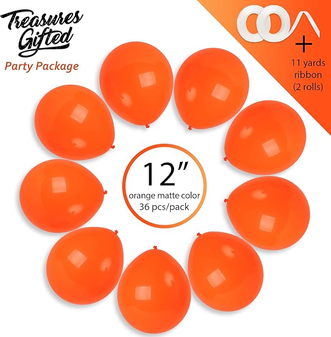 Treasures Gifted Burnt Orange Balloons - 72 Pack Orange Latex Matte 12 Inch Balloons - Party Supplies - Globos Naranjas