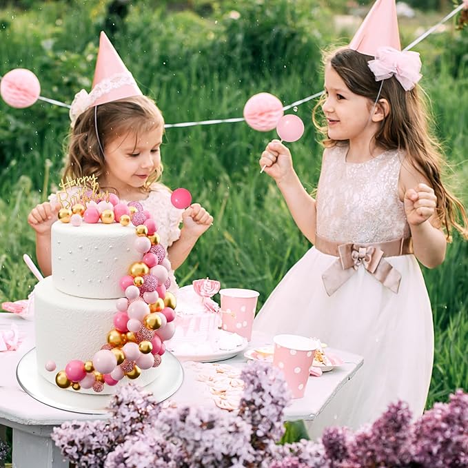60Pcs Glitter Cake Balls Decorations Foam Cake Topper Balls Mini Balloon Cupcake Toppers for Cake Decorating Birthday Baby Shower Party (Glitter Pink Series)