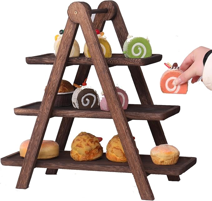 3 Tier wooden Cupcake Stand,Serving Tray, Party Serving Decorative Tray Decor for gathering food trays, farmhouse service trays,tiered tray stand,dessert display set