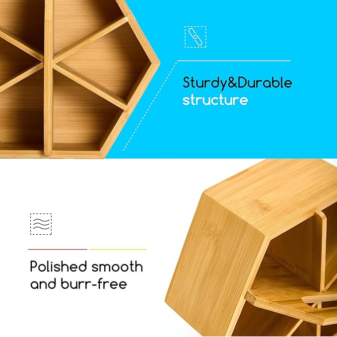 MEEDEN Bamboo Rotating Art Supply Desk Organizer: Pen & Pencil Holder for Desk- Desktop Storage for Markers, Colored Pencils, Crayons, Paint Brushes, Office School Classroom
