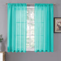 Short Sheer Curtains Linen Textured Living Room Curtain Sheers Light Filtering Rod Pocket Voile Curtains for Bedroom