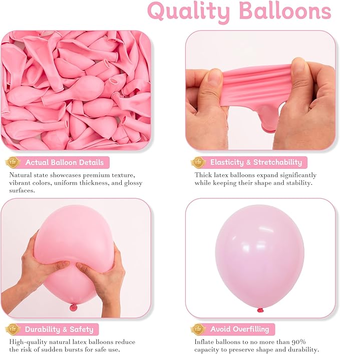 Light Pink Balloons 125 Pcs Pink Different Sizes of 18 12 10 5 Inch Pastel Baby Pale Pink Balloon Arch Kit Garland for Birthday Baby Shower Gender Reveal Valentine's Day Bridal Shower
