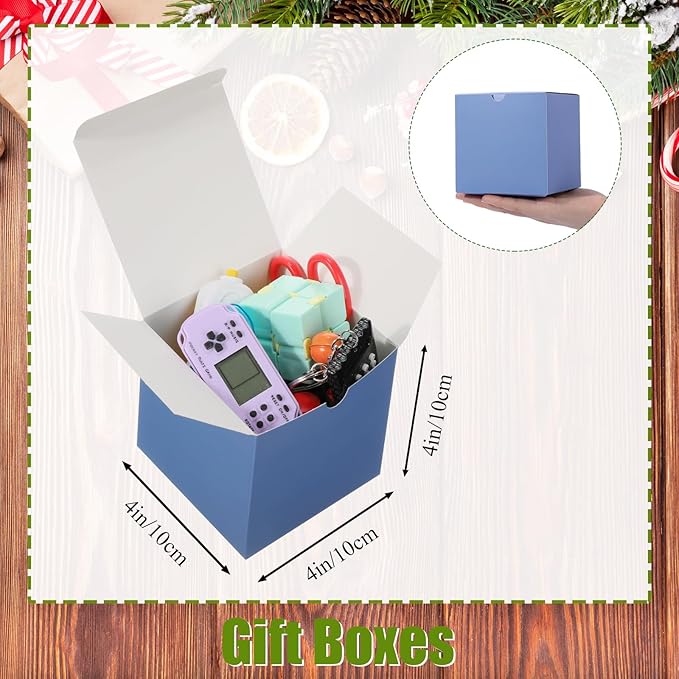 Zhehao 48 Pack Colorful Gift Boxes Small Cardboard Gift Boxes with Lids Bulk 4 x 4 x 4 Inch Square Kraft Cube Paper Box Assemble for Candles Wedding Presents Easy Birthday