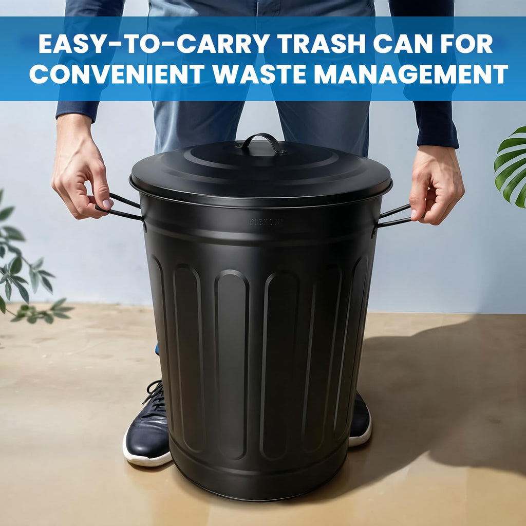 Metal Trash Can with Lid 13 Gallon (3 Count)