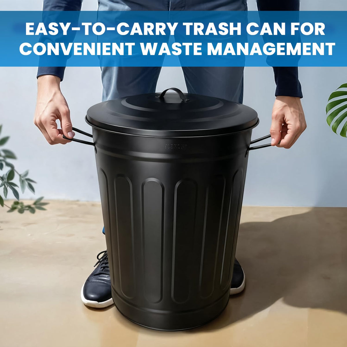 Metal Trash Can with Lid 13 Gallon (3 Count)
