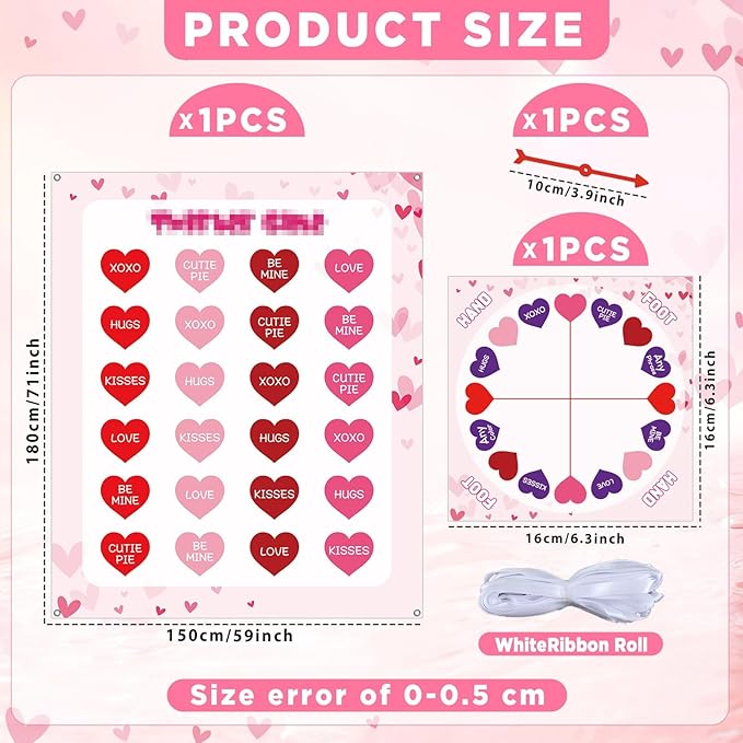 Lonfliness Valentine's Day Pose Balance Floor Game for 2 or More Players, Large Mat Party Game Indoor Outdoor Fun Family Reunion Game for Friends Adults Group Activity Valentines Party Favor Gift