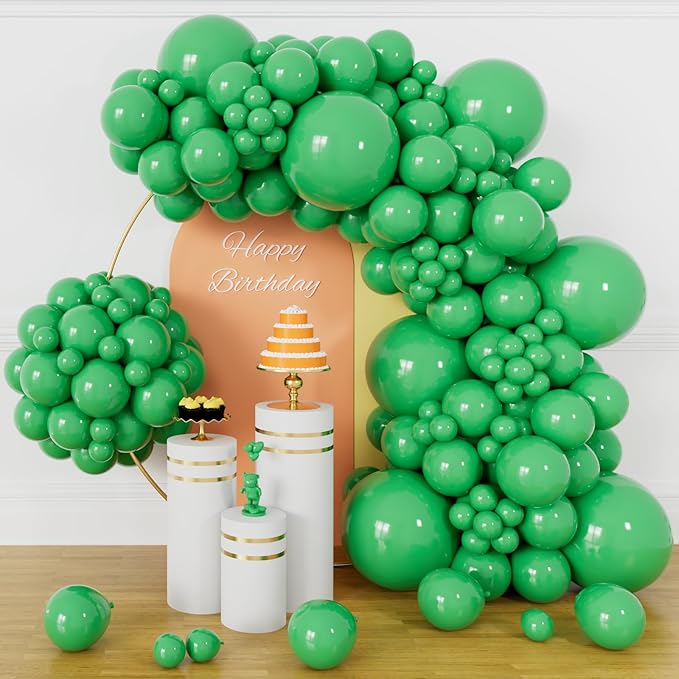 134Pcs Green Balloons Different Sizes 5 10 12 18 Inch Green Balloon Garland Arch Kit, Latex Balloons for Birthday Wedding Baby Shower Party Decorations.
